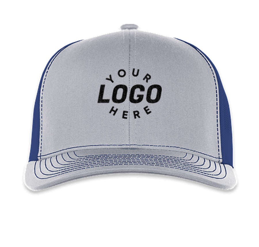 Pacific Headwear Contrast Stitch Snapback Trucker Hat in Heather Grey / Royal / Heather Grey