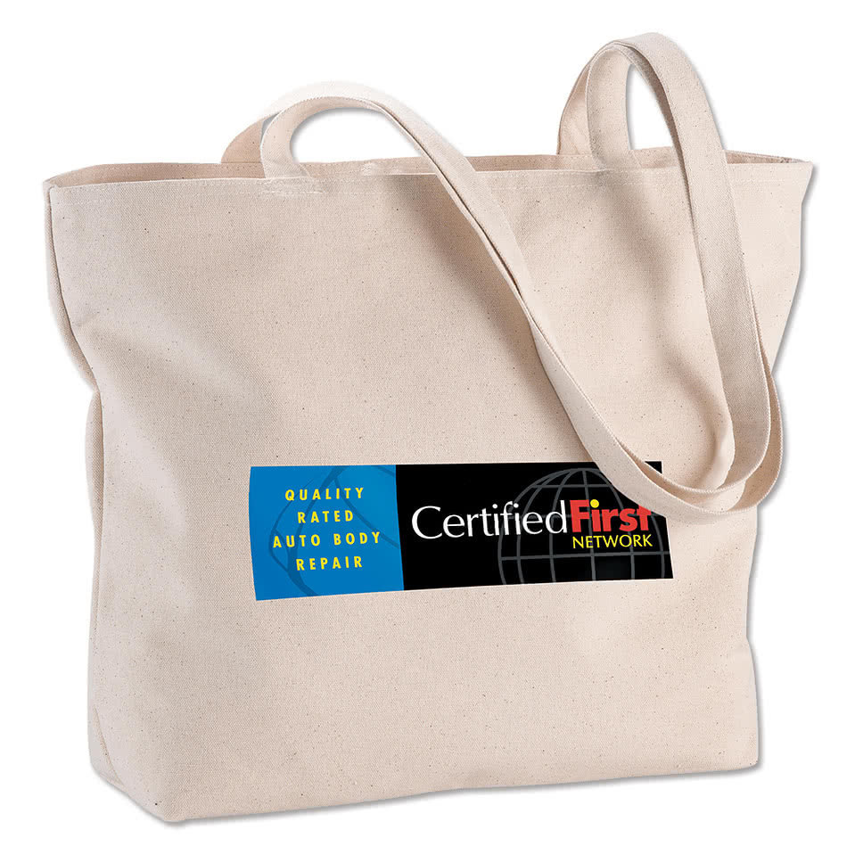 Large Cotton Canvas Zippered Shopper Tote Bag