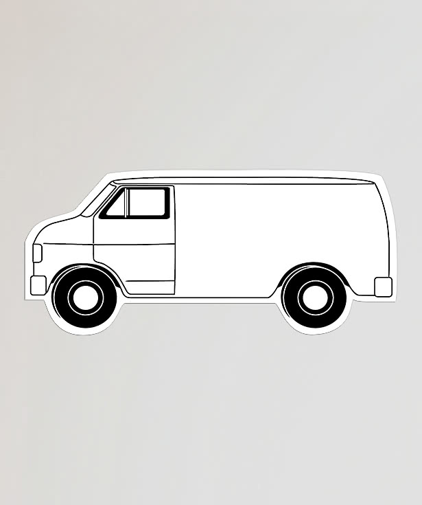 Full Color Re-Stick-It 1.5 in. x 3.5 in. Van Shaped Reusable Decal
