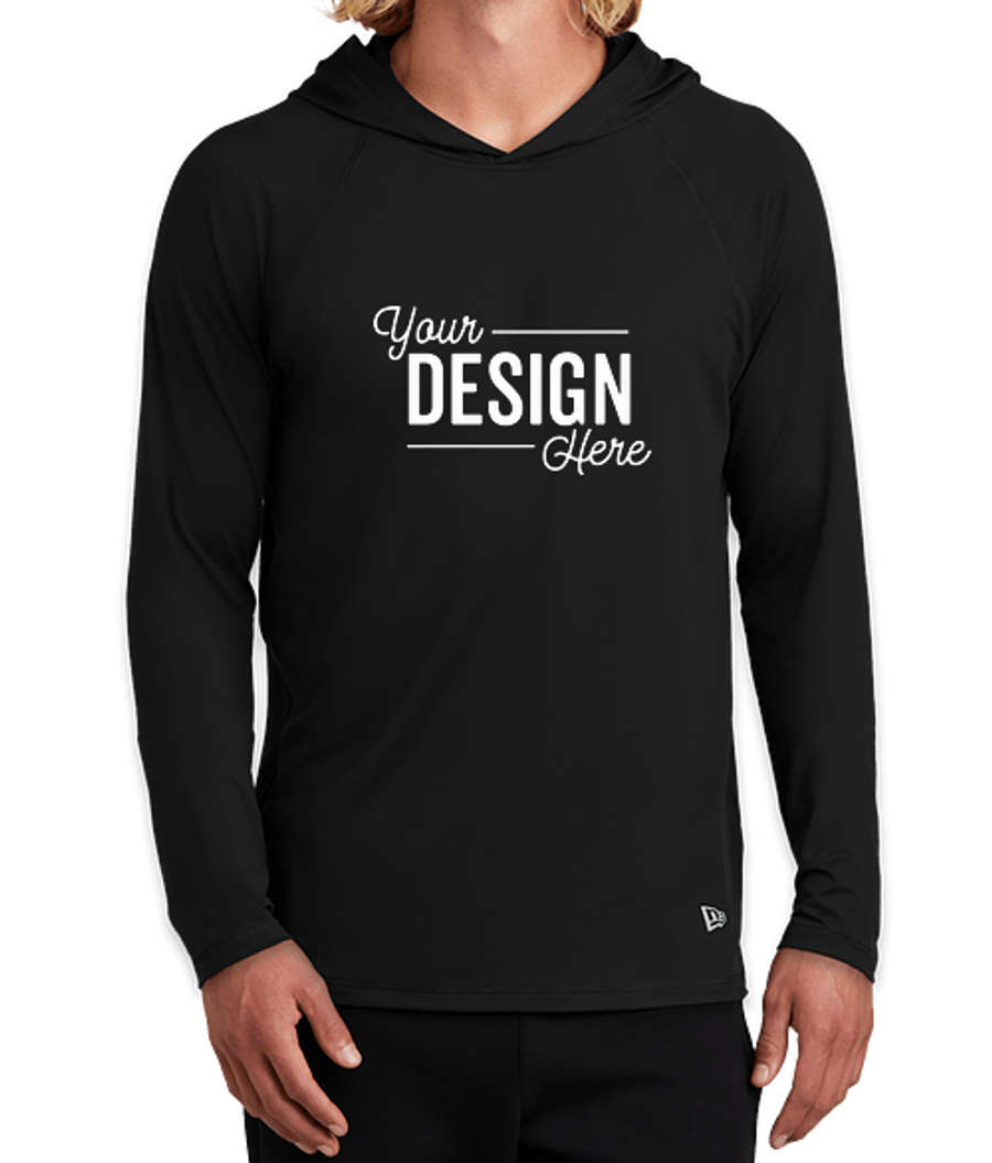 New Era Power Hooded Long Sleeve Performance Shirt in Black