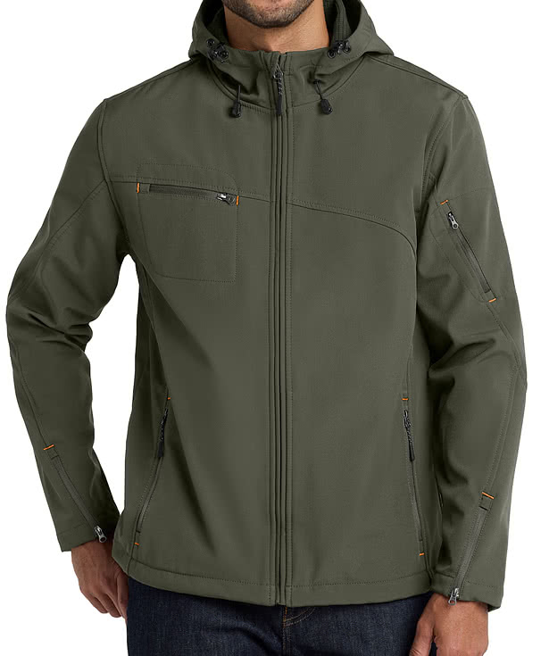 Port Authority Textured Hooded Soft Shell Jacket