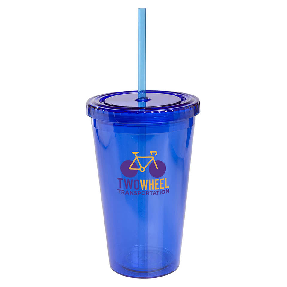 16 oz. Insulated Cool Acrylic Tumbler with Straw