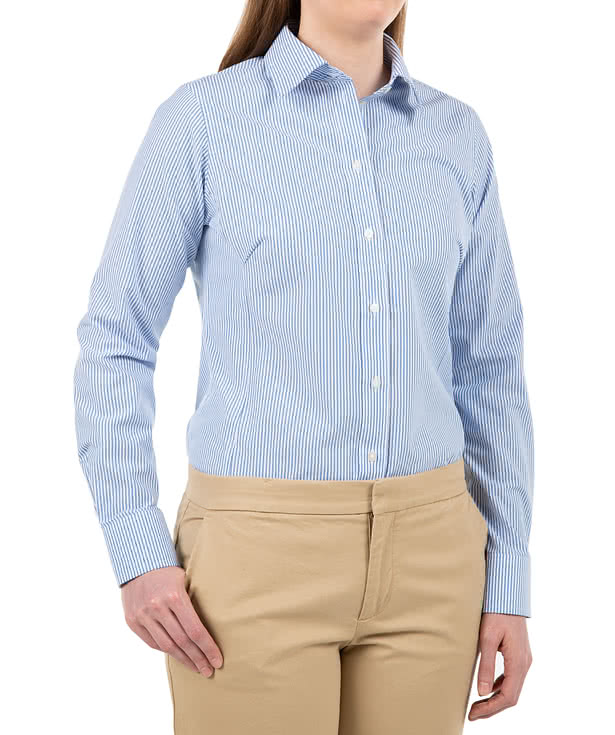 Devon & Jones Women's Banker Stripe Dress Shirt - Printed