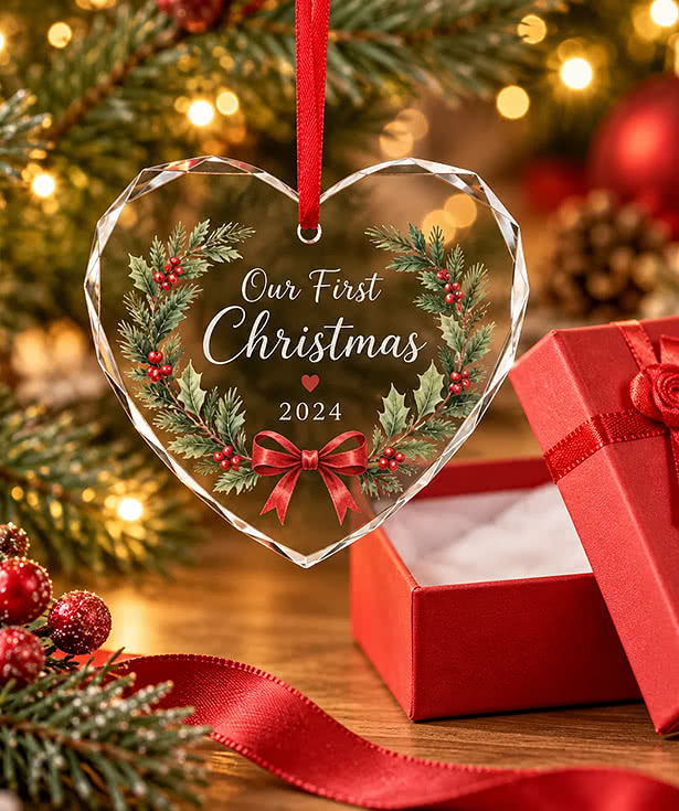 3" Glass Heart Ornament with Gift Box