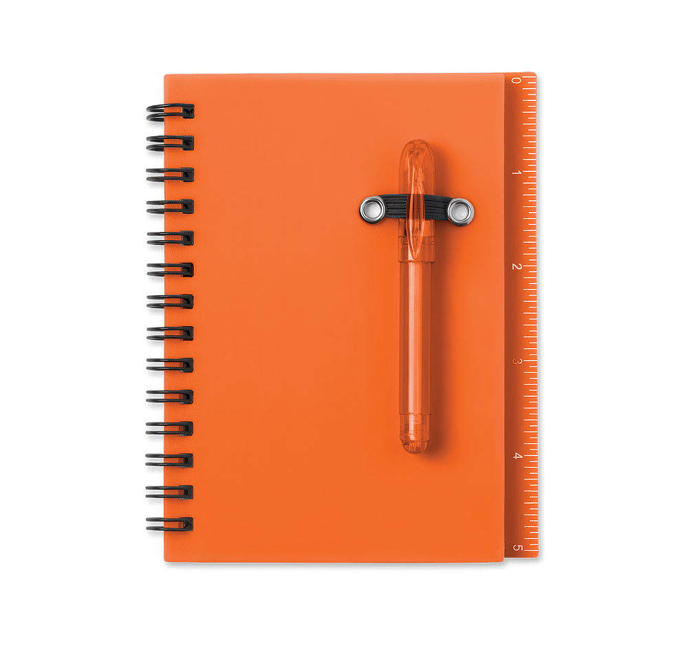 All-In-One Hard Cover Mini Spiral Notebook with Pen-default