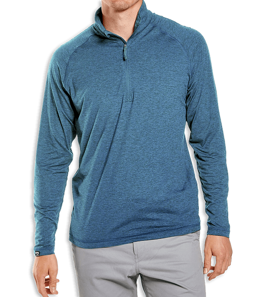 Storm Creek Pacesetter Recycled Performance Quarter Zip Shirt in Smokey Blue
