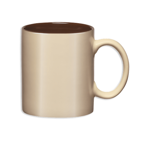 11 oz. Aztec Ceramic Mug in Almond with Brown