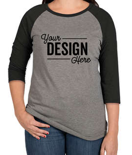 District Women's Tri-Blend Raglan T-shirt - Color: Black Frost / Grey Frost