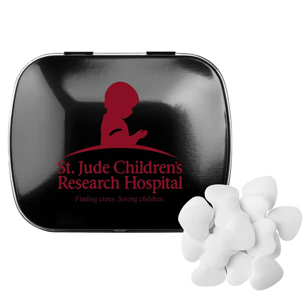 Full Color Domed Tin with Heart Shaped Mints