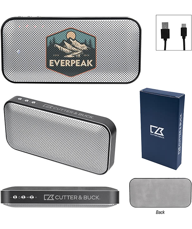 Cutter & Buck Aluminum Suede Speaker And Power Bank