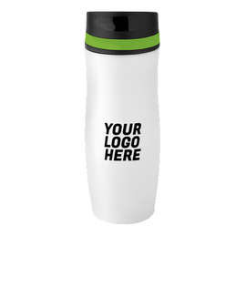 Full Color 14 oz. Persona Wave Trail Vacuum Insulated Tumbler - Color: White / Lime Green