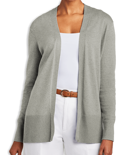 Brooks Brothers Women’s Cotton Stretch Long Open Cardigan in Light Shadow Grey Heather