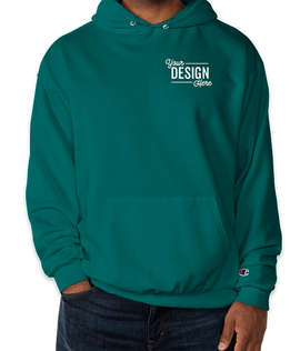 Embroidered Champion Powerblend Pullover Hoodie - Color: Emerald Green
