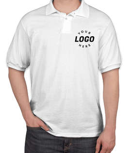Hanes EcoSmart 50/50 Jersey Polo - Screen Printed - Color: White