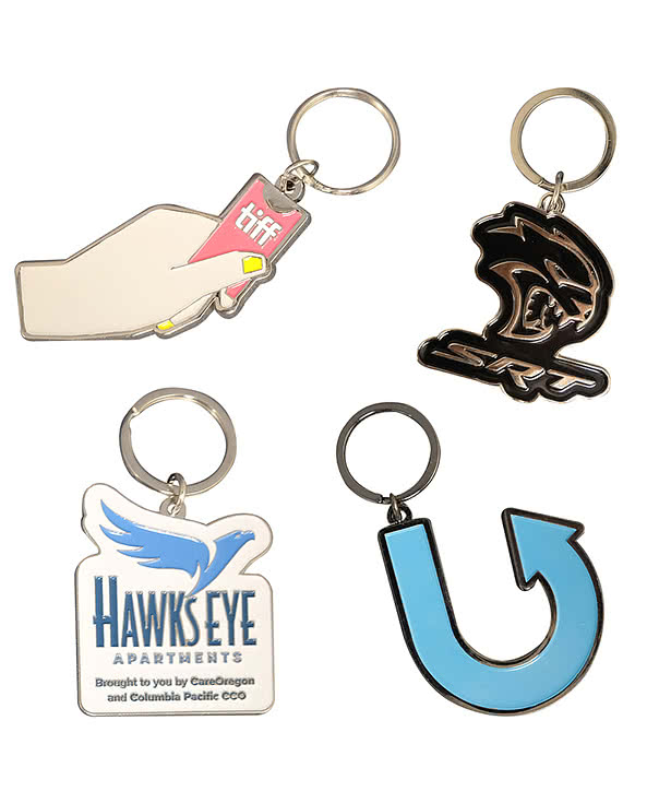 2" x 2" Die Cut Enamel Keychain