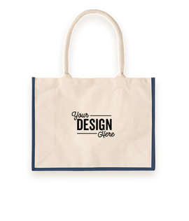 Cotton Landscape Shopper Tote - Color: Natural / Navy