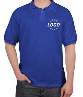 Hanes EcoSmart 50/50 Jersey Polo - Screen Printed - Color: Deep Royal