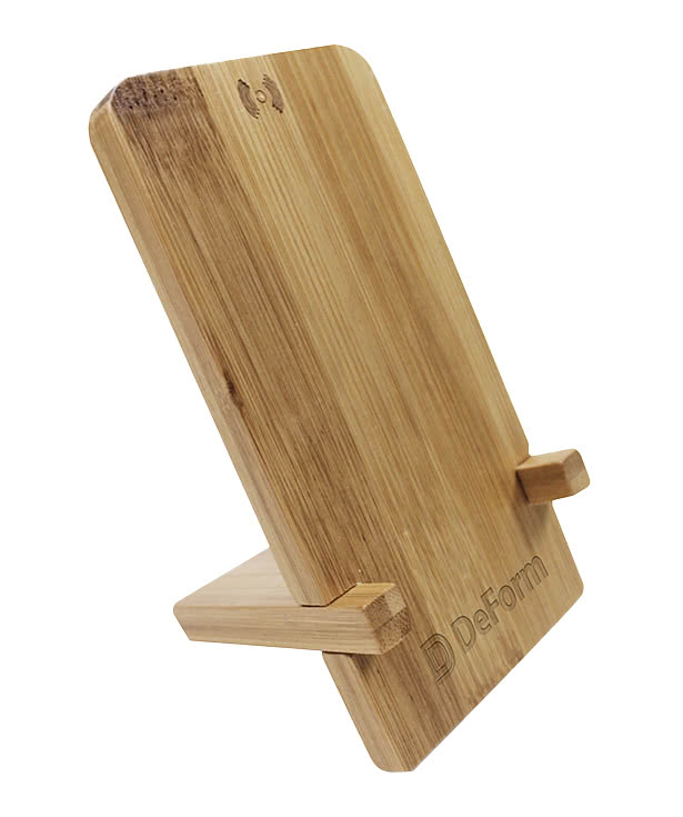 Laser Engraved Bamboo Wireless Charging Phone Stand