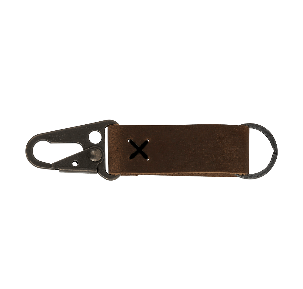 Debossed Busker Leather Keychain with Antique Nickel Carabiner-default
