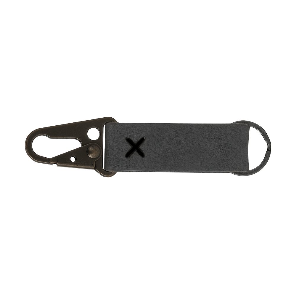 Debossed Busker Leather Keychain with Antique Nickel Carabiner-default
