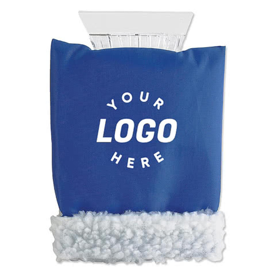 Ice Scraper with Protective Hand Mitten in Blue