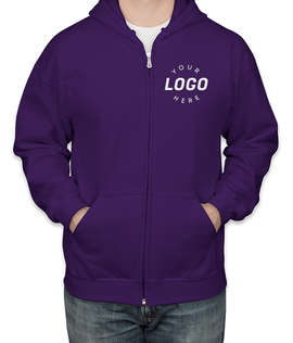 Gildan Midweight Zip Hoodie - Embroidered - Color: Purple