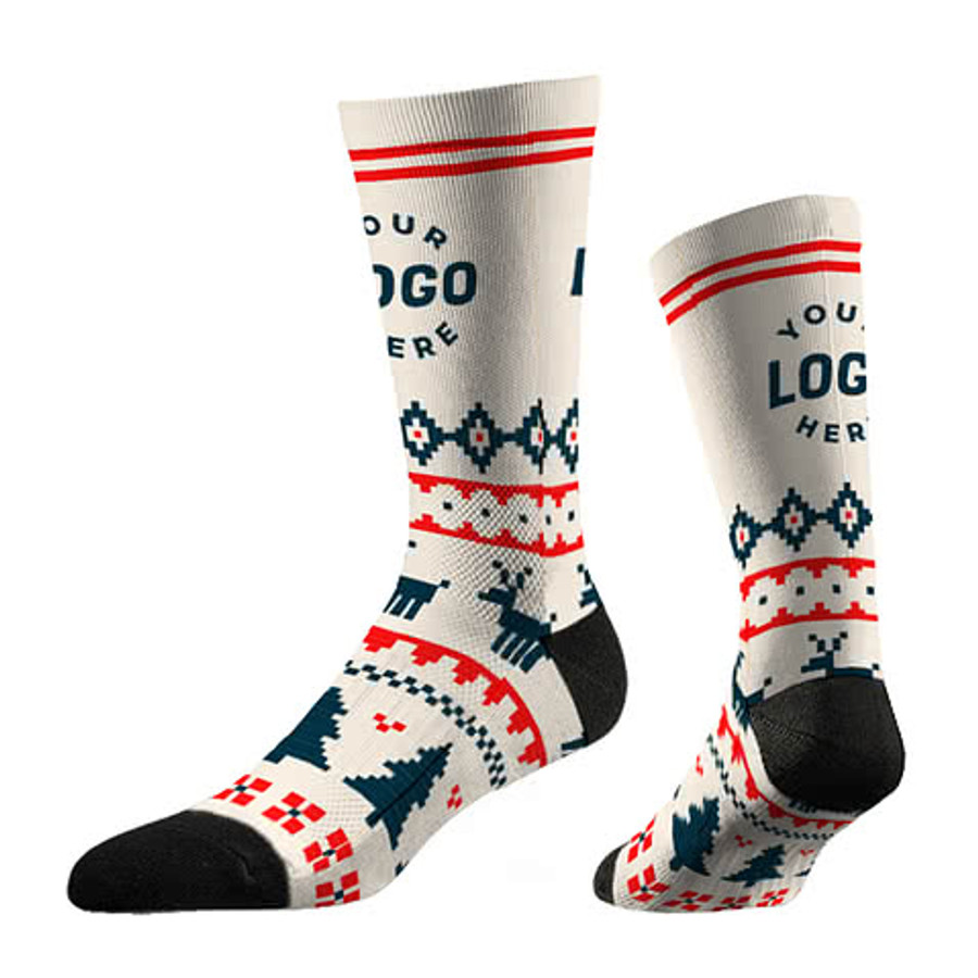 Ugly Sweater Crew Socks in Tan