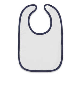 Rabbit Skins Contrast Trim Premium Jersey Baby Bib - Color: White / Navy