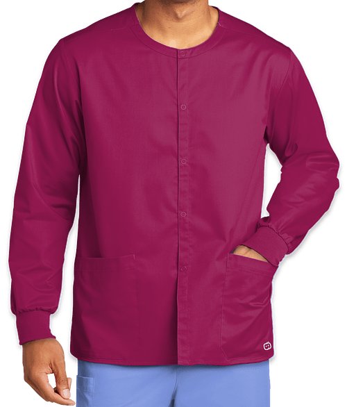 Wink WorkFlex Snap-Front Scrub Jacket in Wine