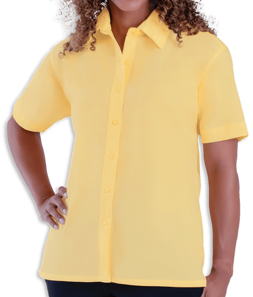 Blue Generation Women's Value Short Sleeve Poplin Dress Shirt - Embroidered in Maize