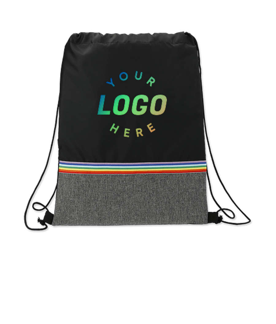 Rainbow Recycled Drawstring Bag in Black