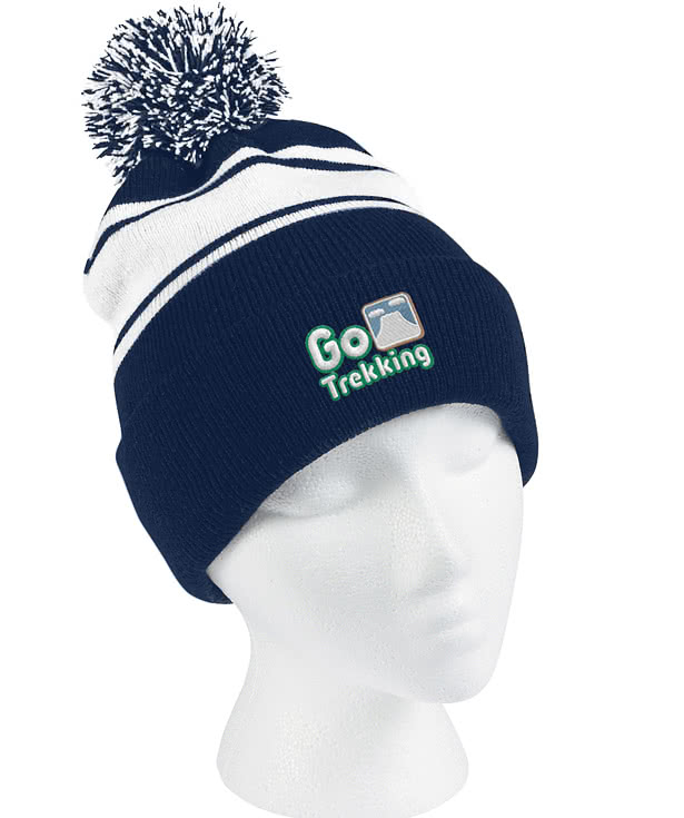 Two-Tone Pom Pom Knit Beanie