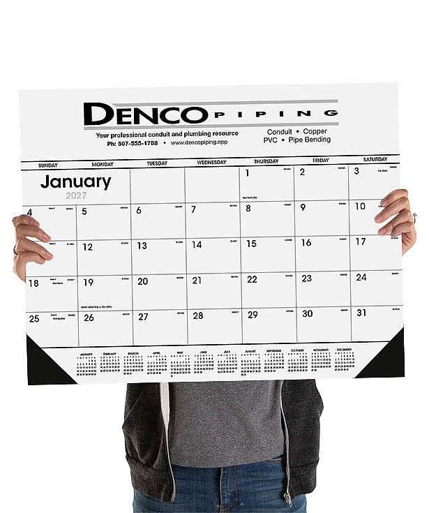 Black and White Monthly Desk Calendar