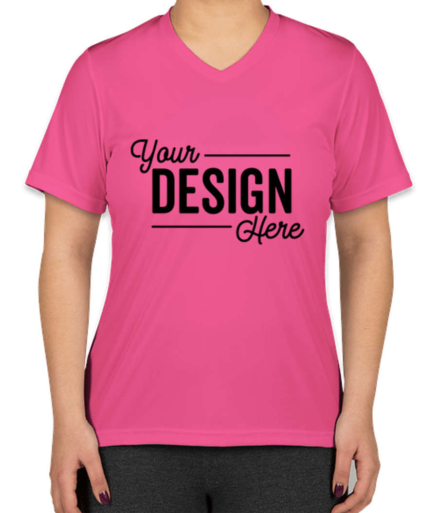 Team 365 Women's Zone V-Neck Performance Shirt in Sport Charity Pink