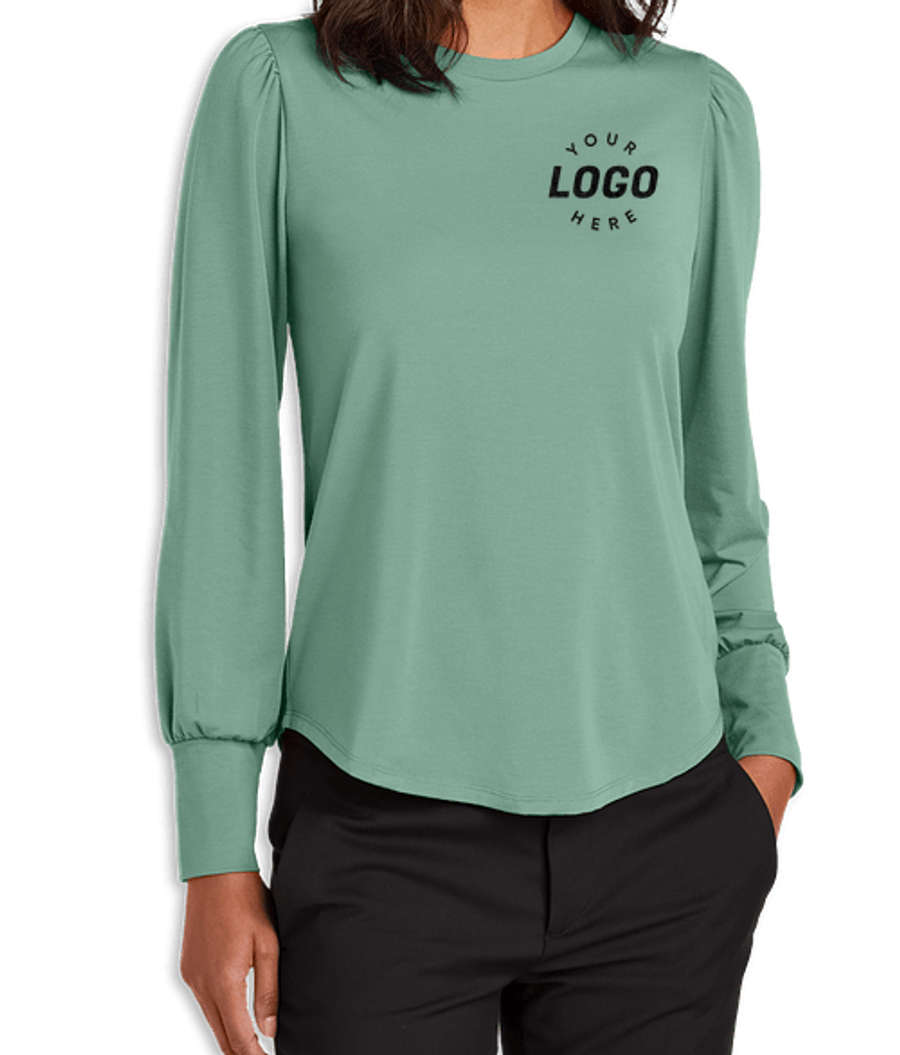 Mercer+Mettle Women's Stretch Jersey Long Sleeve Blouson Shirt in Sage