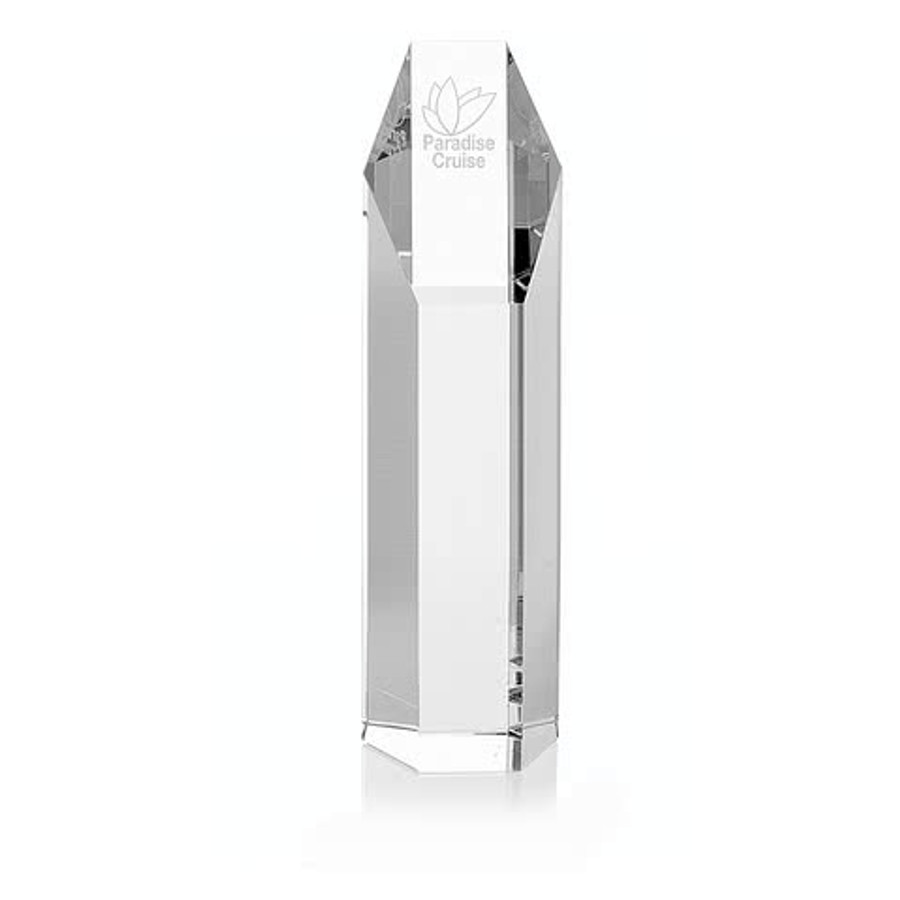 Laser Engraved 10" Hexagonal Tower Award in Clear