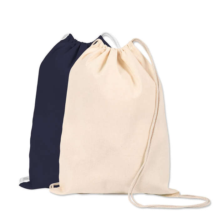 Styled Basics Customizable White Drawstring Bag, Cotton, One Size