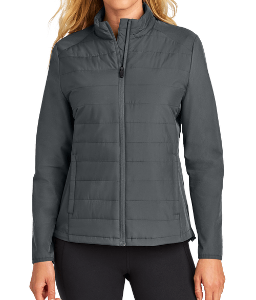 Sport-Tek Women's Movement Hybrid Soft Shell Jacket in Iron Grey