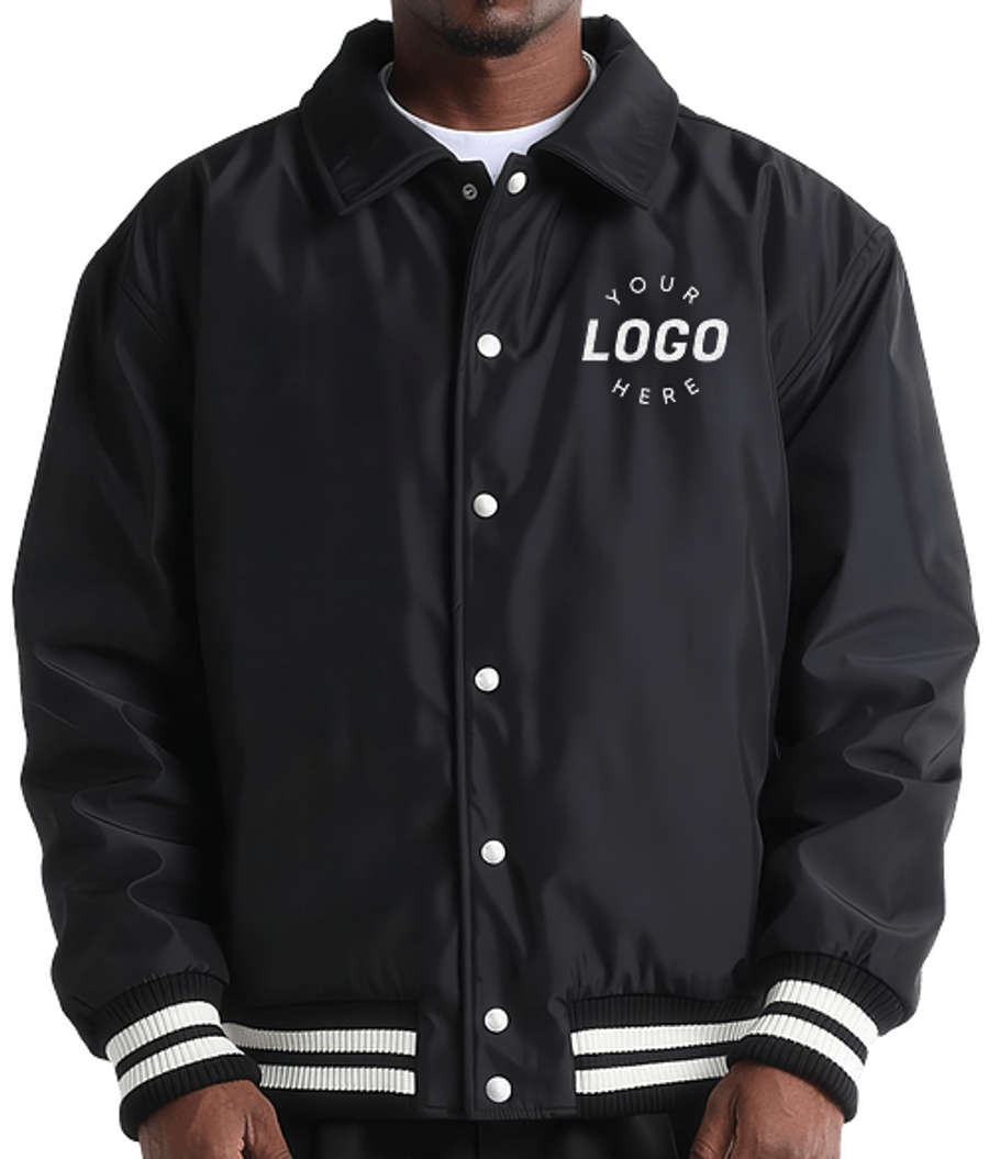 Shaka Wear Collared Varsity Jacket - Embroidered in Black