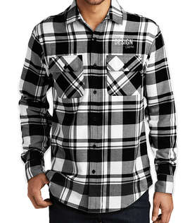 Port Authority Plaid Flannel Shirt - Color: Snow White / Black