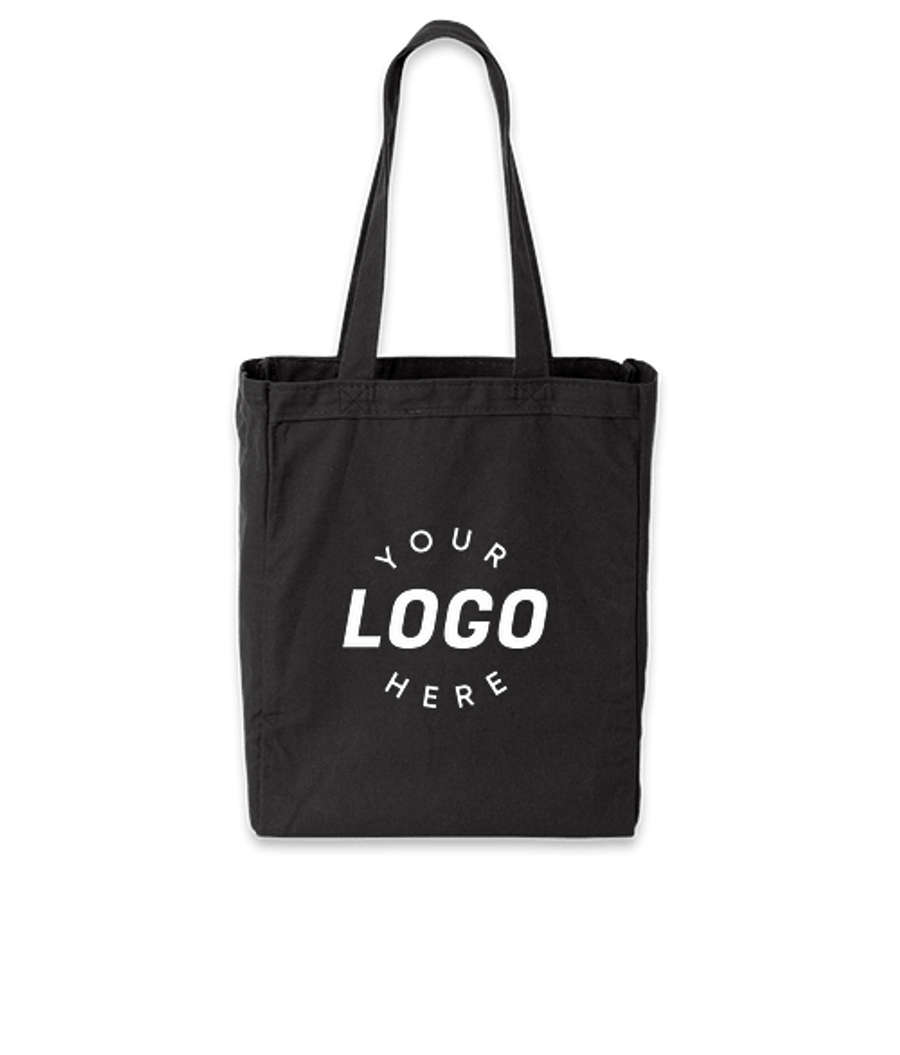 Medium Gusseted Midweight 100% Cotton Canvas Tote Bag in Black