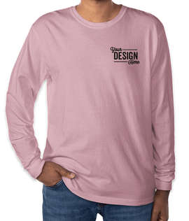 Comfort Colors 100% Cotton Long Sleeve T-Shirt - Embroidered - Color: Blossom