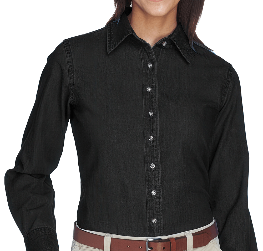 Harriton Women's Denim Button Down Shirt-default