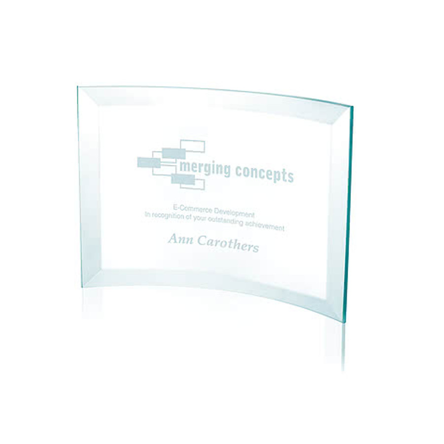 Laser Engraved Medium Jade Crystal Scroll Award