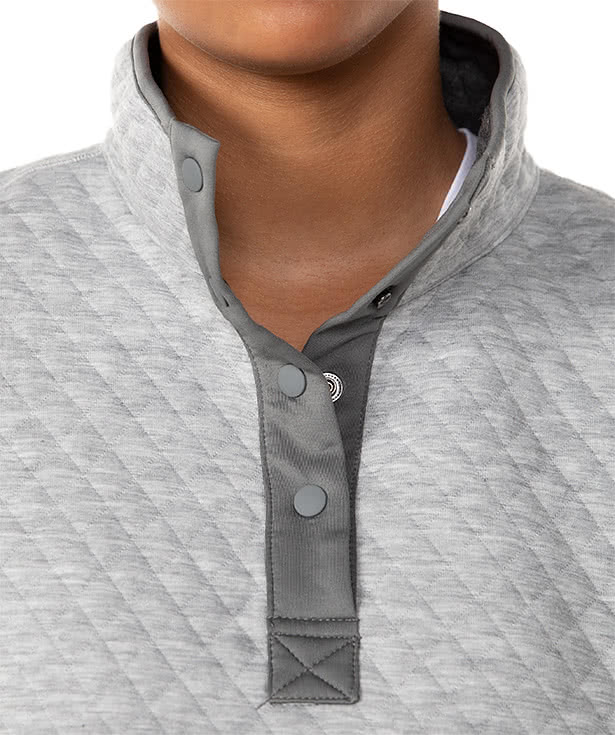 Marine Layer Women's Corbet Quilted Snap Pullover - Faux Leather Patch