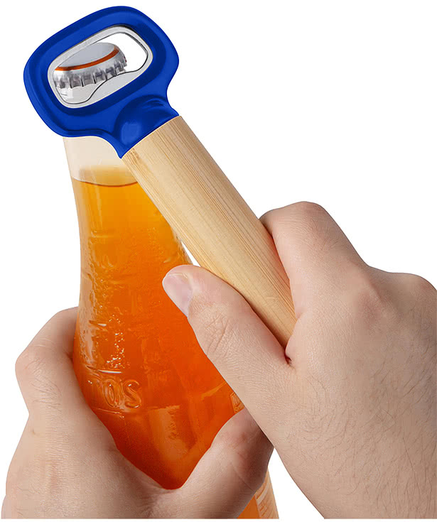 Laser Engraved Bamboo Bottle Opener with Silicone Strap