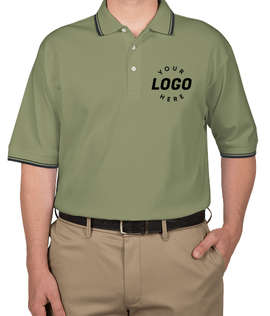 Devon & Jones Tipped Pima Interlock Polo - Color: Dill / Navy