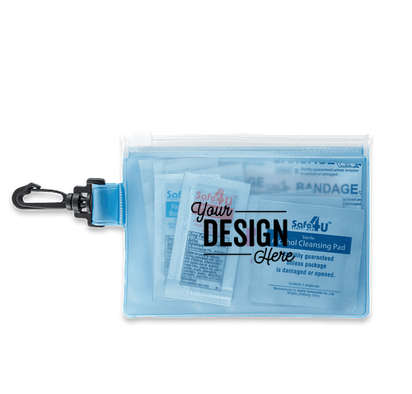 On The Go 12-Piece First Aid Pouch - Translucent Royal Blue