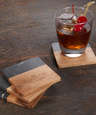 Laser Engraved Black Marble and Wood Coasters (Set of 4)