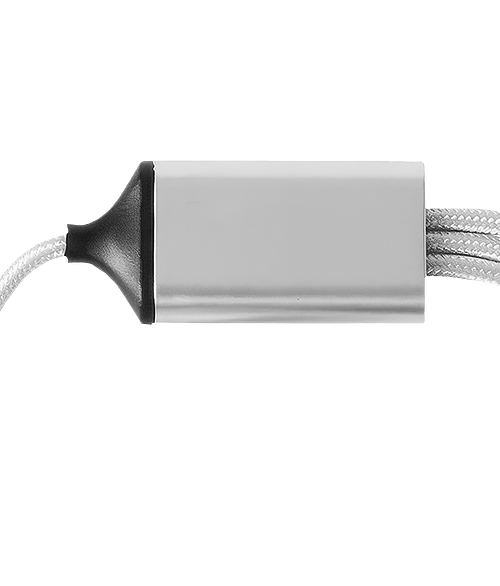 Laser Engraved Light-Up-Your-Logo 3-in-1 Charging Cable in Silver